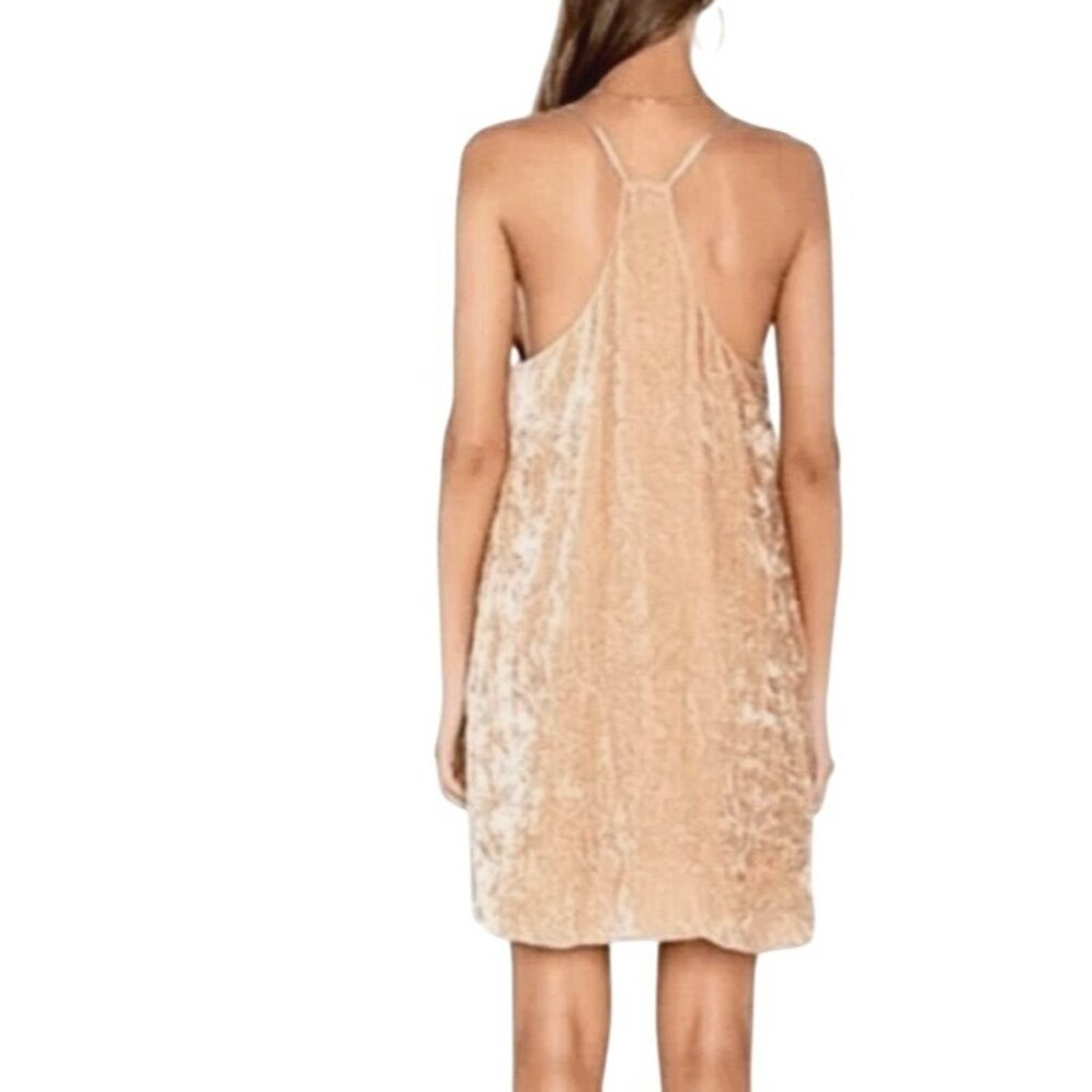 Alice + Olivia Fierra Crushed Velvet Cream Gold Tank Mini Dress Size M NWT $295 - Picture 3 of 10